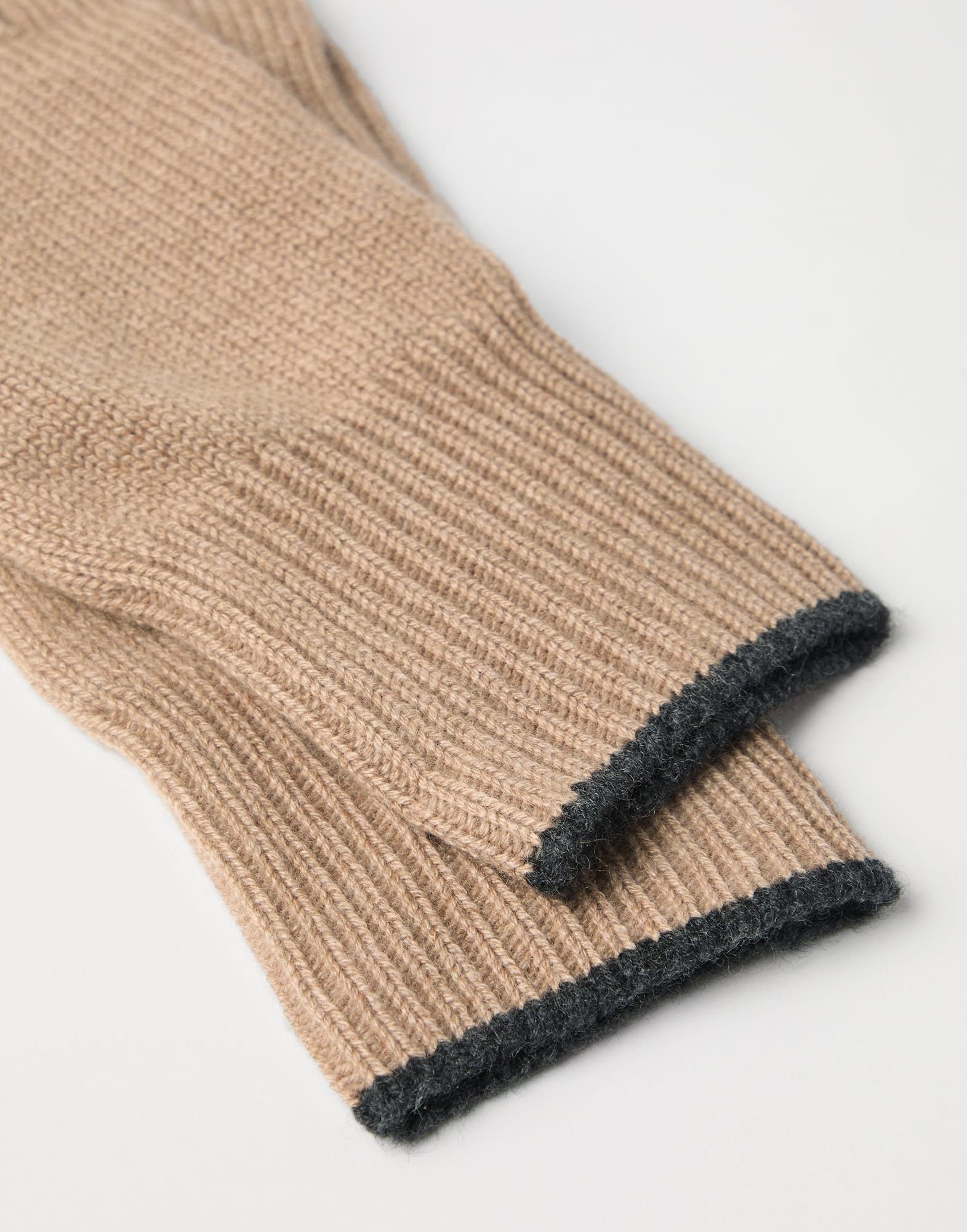 Brunello Cucinelli o1la1rc1a0925 Size: OS / Cashmere Knit Gloves in Beige Size ONE SIZE - 2 Thumbnail