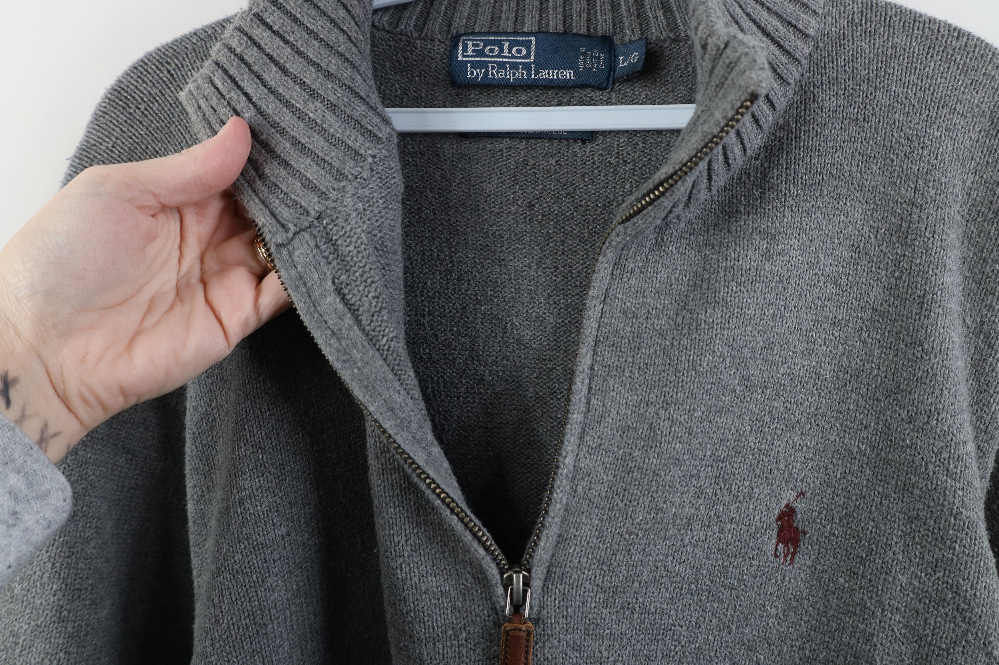 Polo Ralph Lauren Vintage 90s Ralph Lauren Cotton Ribbed Knit Half Zip Sweater Size US L / EU 52-54 / 3 - 5 Thumbnail