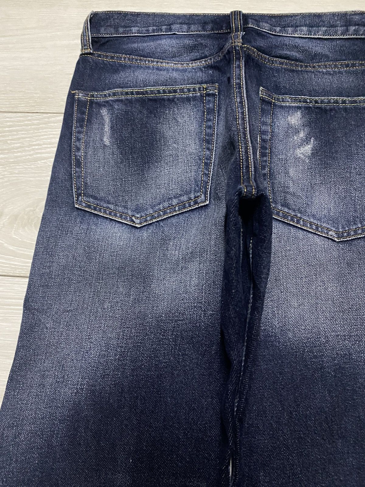 Japanese Brand Vintage Gu Denim Blue Wash Distressed Straight Fit Jeans Size US 29 - 11 Thumbnail