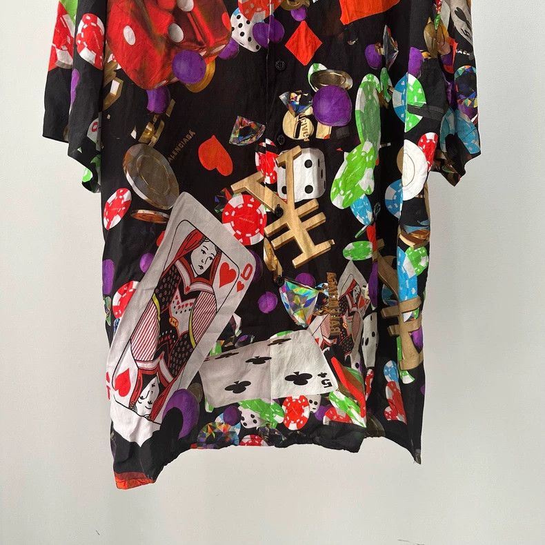 Balenciaga Balenciaga size 37 SS19 casino print logo short sleeve shir Size US M / EU 48-50 / 2 - 4 Thumbnail