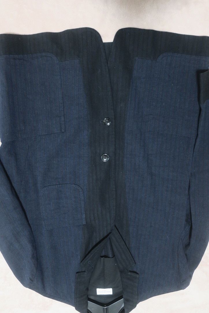 Dries Van Noten Dries Van Noten Blue/Black Blocked Linen Blend Blazer Size 52R - 12 Thumbnail