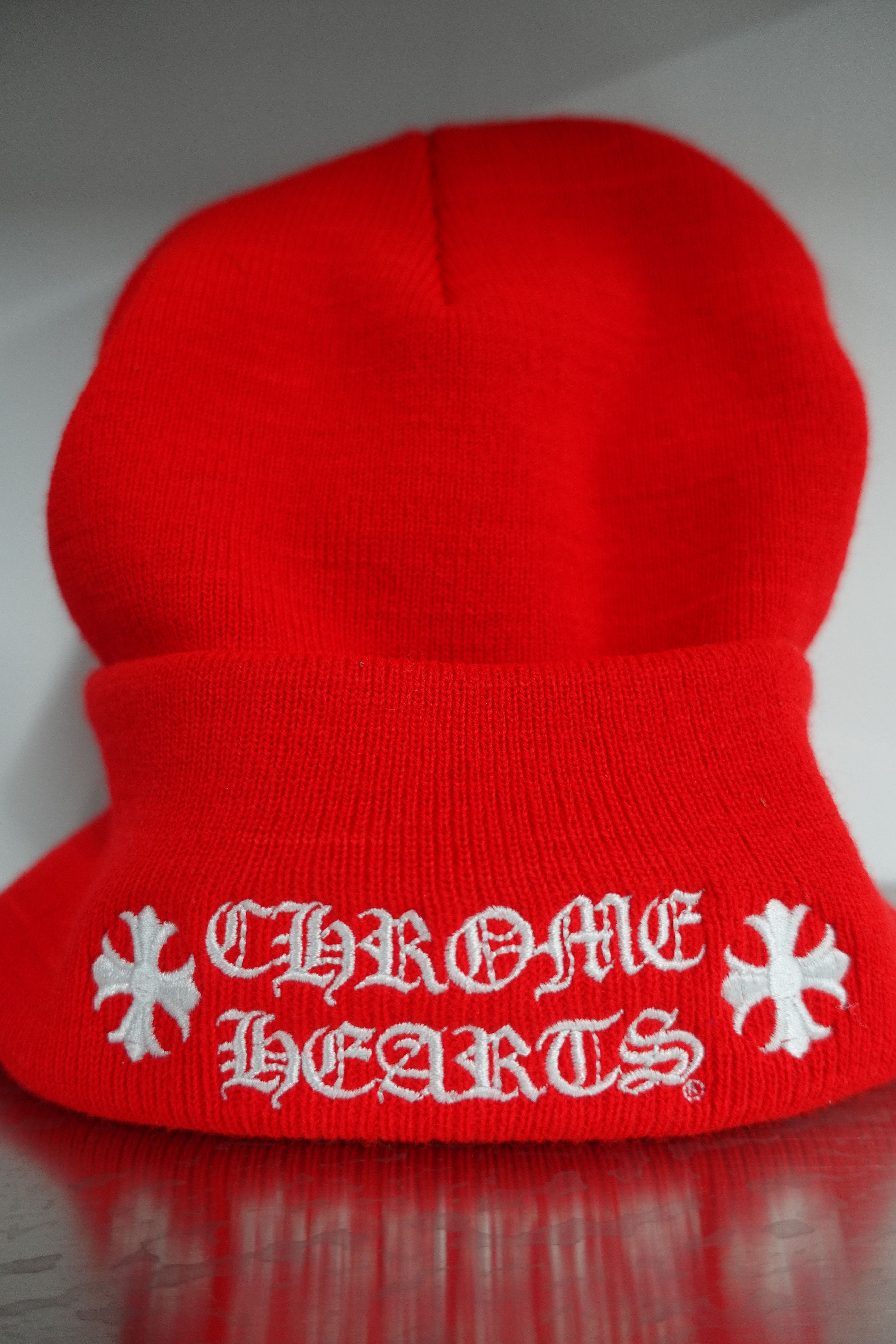 Chrome Hearts CHROME HEARTS EMBROIDERY BEANIE RED WHITE Size ONE SIZE - 2 Thumbnail