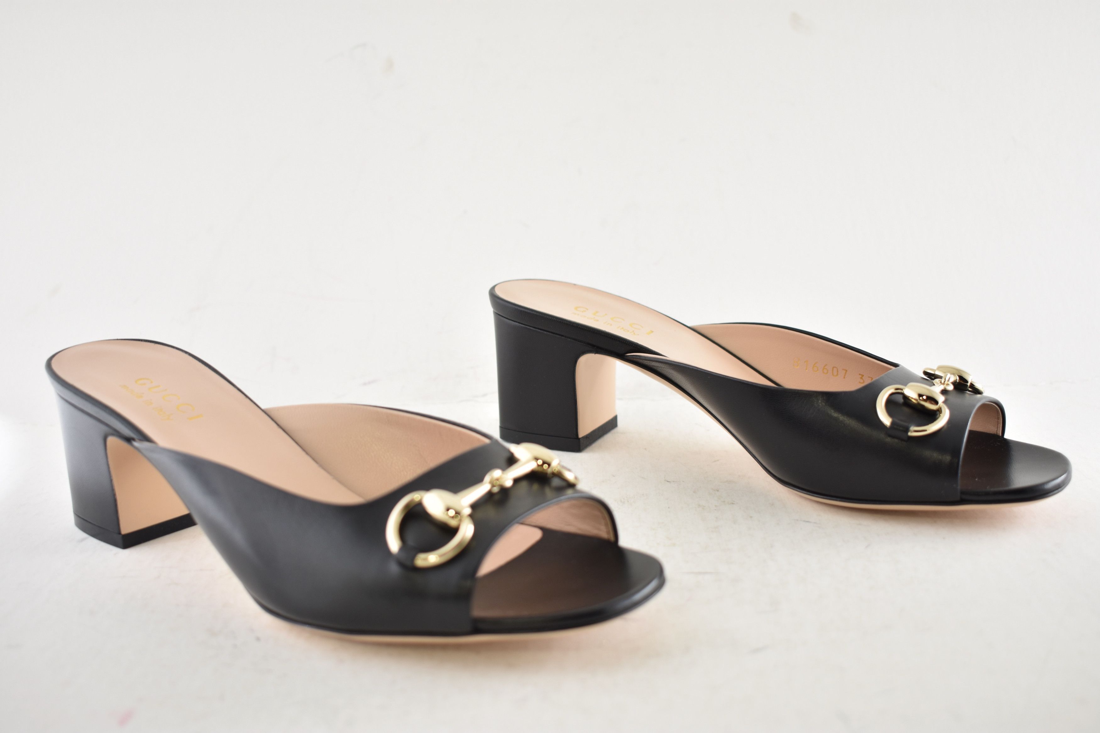 Gucci Gucci Lady Horsebit Leather Gold Block Heel Mule Sandal 37.5 Size US 7.5 / IT 37.5 - 4 Thumbnail