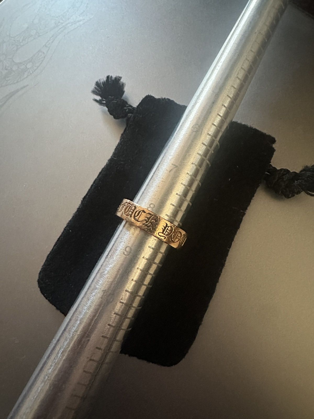 Chrome Hearts Chrome Hearts 22k Gold Fuck You Spacer Ring 6mm Size 8 Size ONE SIZE - 3 Thumbnail