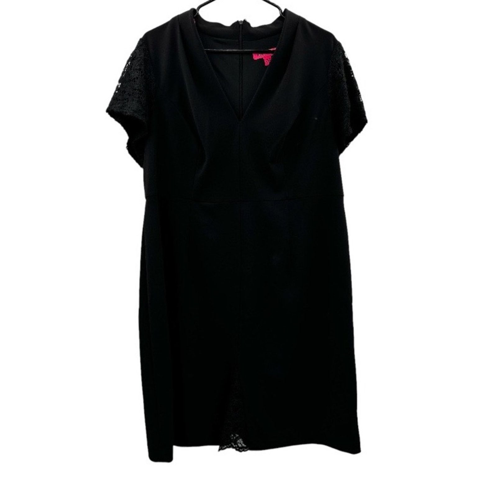 Betsey Johnson Black Lace Cap Sleeve LBD Mini Dress Size 14W