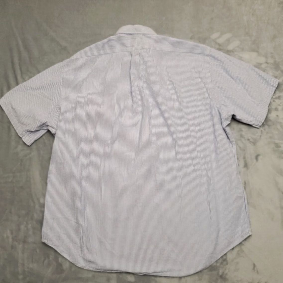 Ralph Lauren VINTAGE Ralph Lauren Shirt Mens 2XL Blue White Stripe Button-Up Short Sleeve Seersucker Crinkle 100% Cotton Logo Pattern Casual Mens Size US XXL / EU 58 / 5 - 6 Thumbnail
