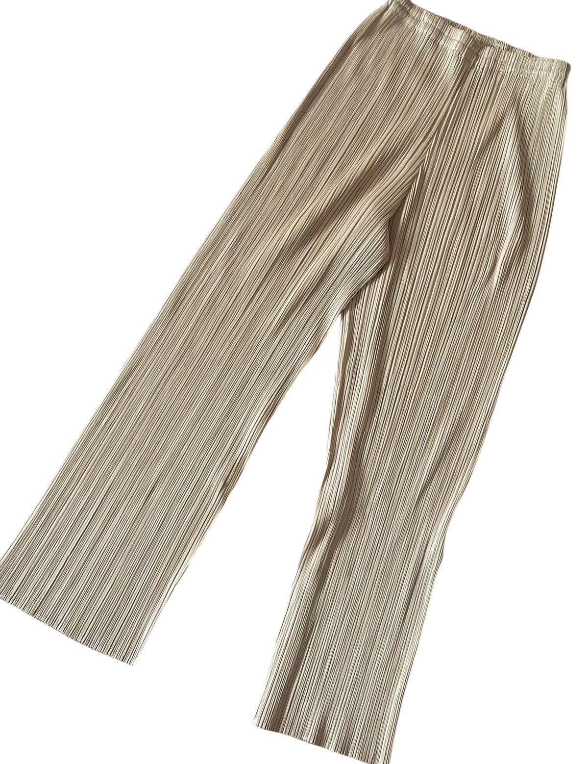 Pleats Please Issey Miyake TAX FREE 🇺🇸 issey miyake pleats please cream trousers Size 22" - 2 Thumbnail