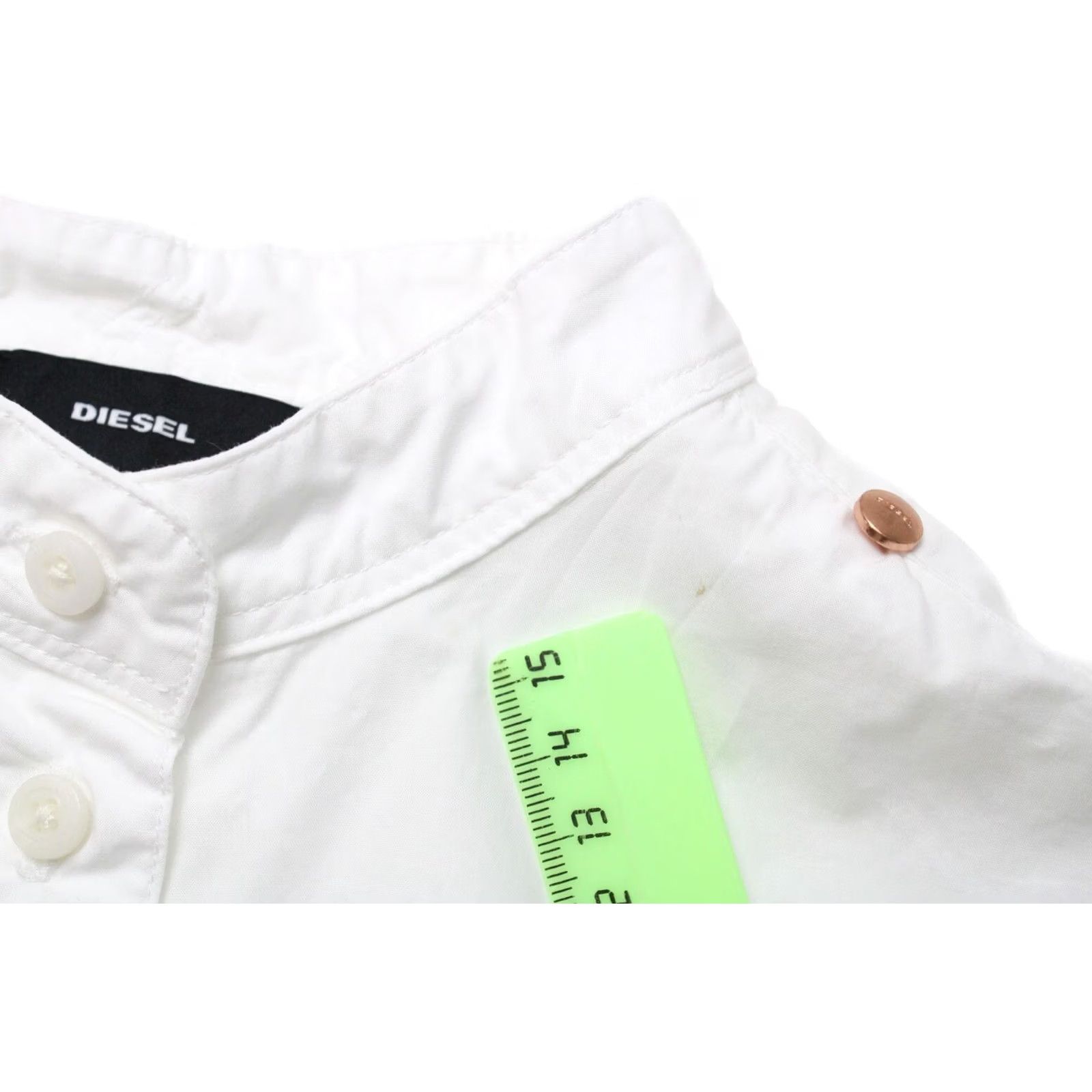 Diesel DIESEL Shirt Women 2XS Button Up Band Collar Denim Pockets White Size XXS / US 00 / IT 34 - 7 Thumbnail