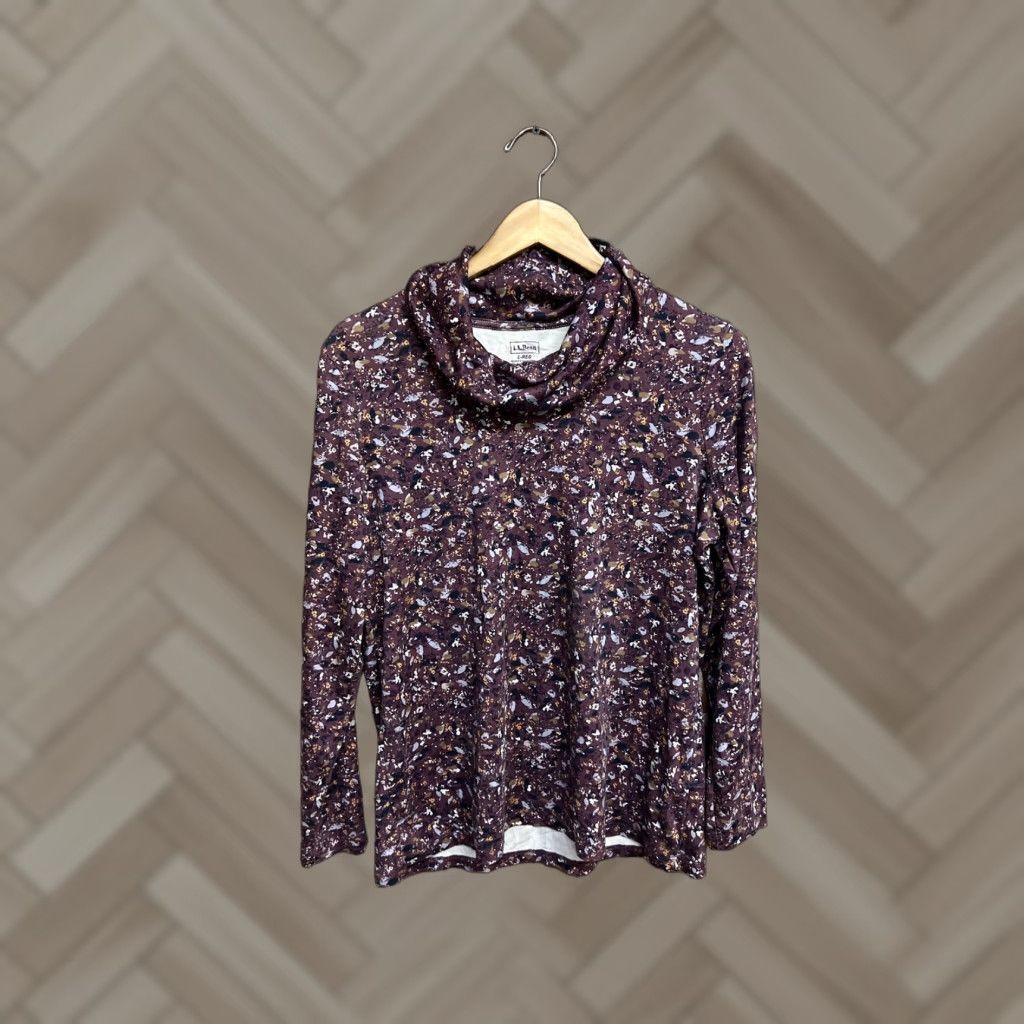 Vintage LL Bean Womens Long Sleeve Turtleneck Floral Pattern Red Size L Regular Shirt Mens Womens Girls Size L / US 10 / IT 46 - 1 Thumbnail