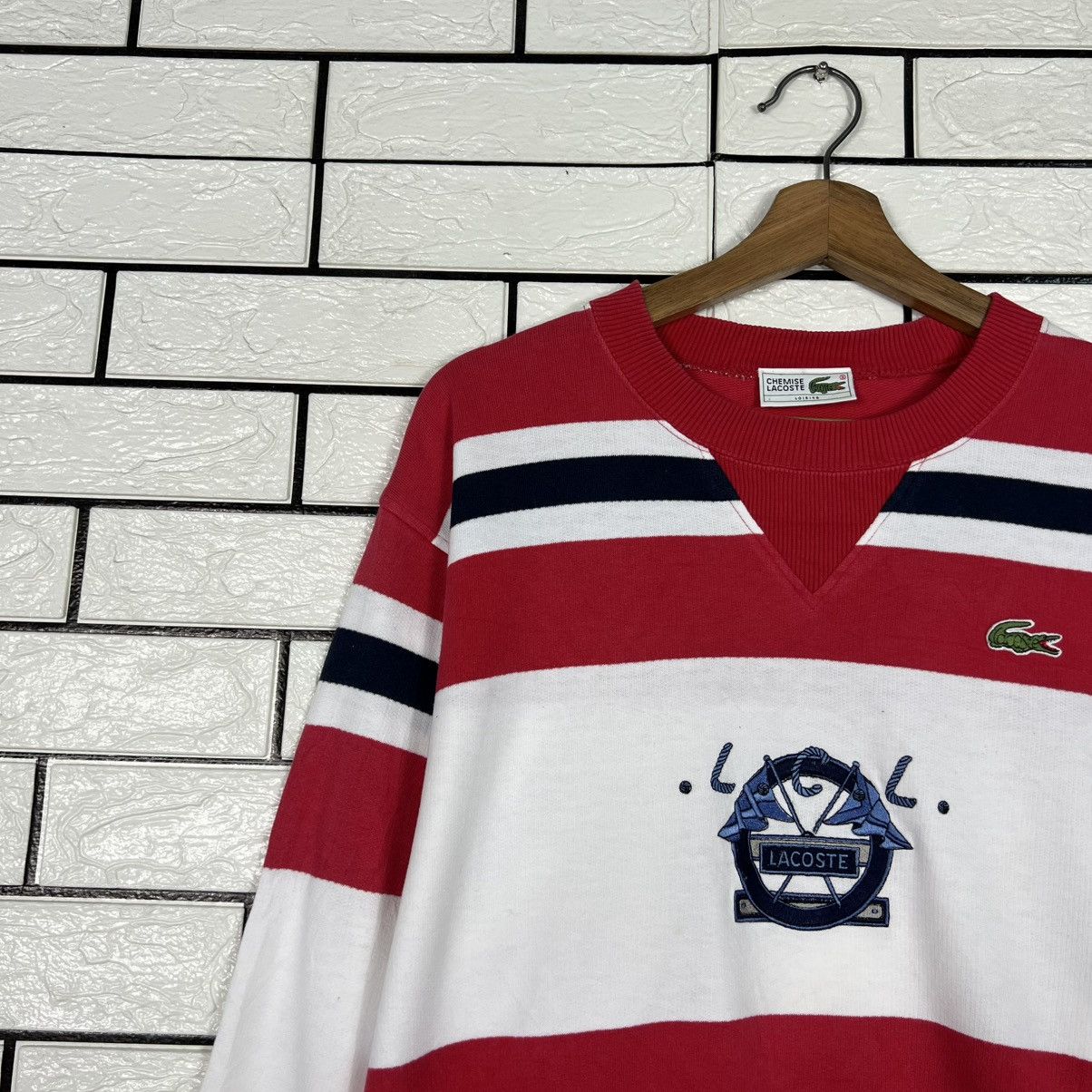 Lacoste CHEMISE LACOSTE Center Logo Striped Sweatshirt #4292-C195 Size US M / EU 48-50 / 2 - 4 Thumbnail