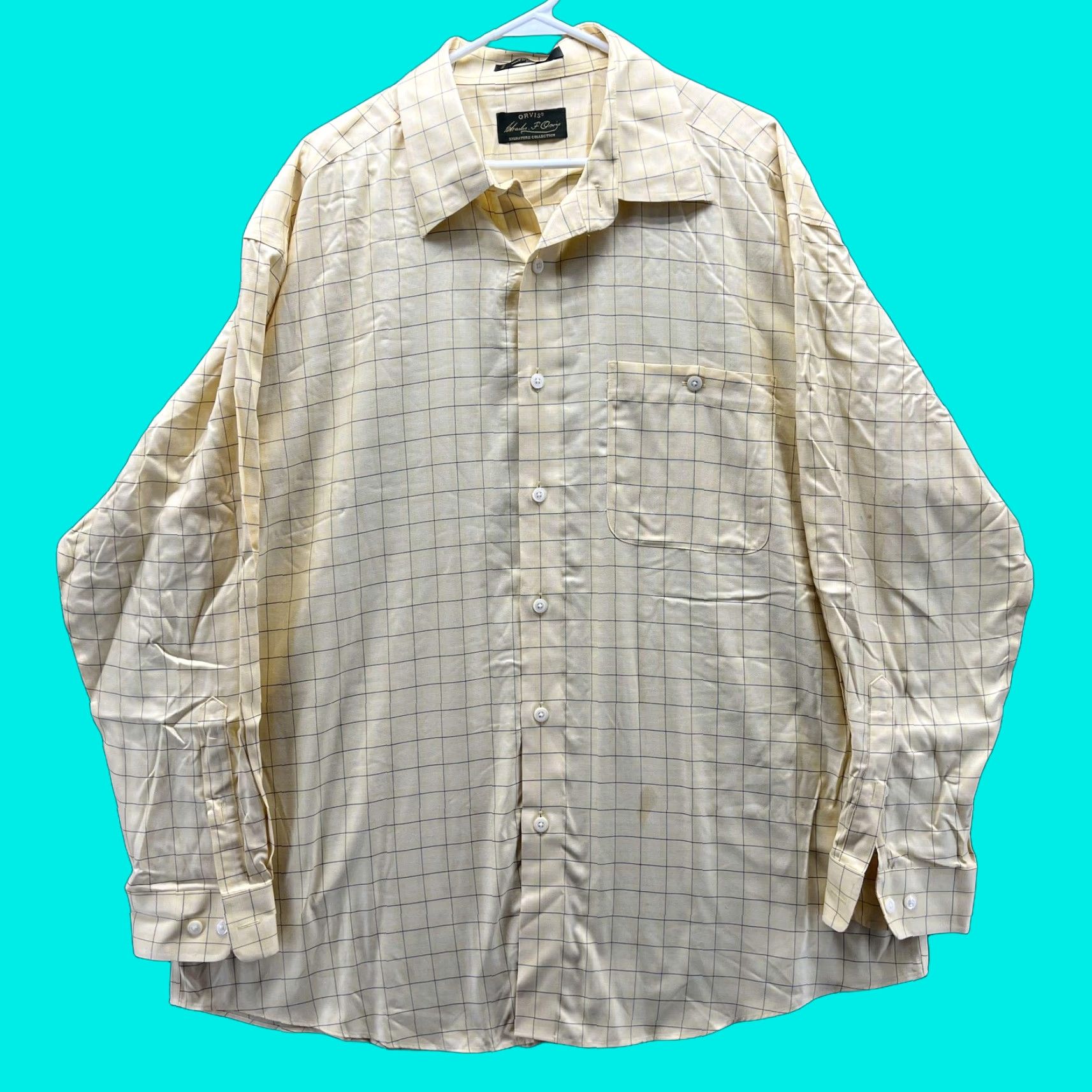 Orvis Orvis Shirt Mens XL Yellow Check Long Sleeve Button Front Cotton Outdoor Casual Size US XL / EU 56 / 4 - 1 Thumbnail