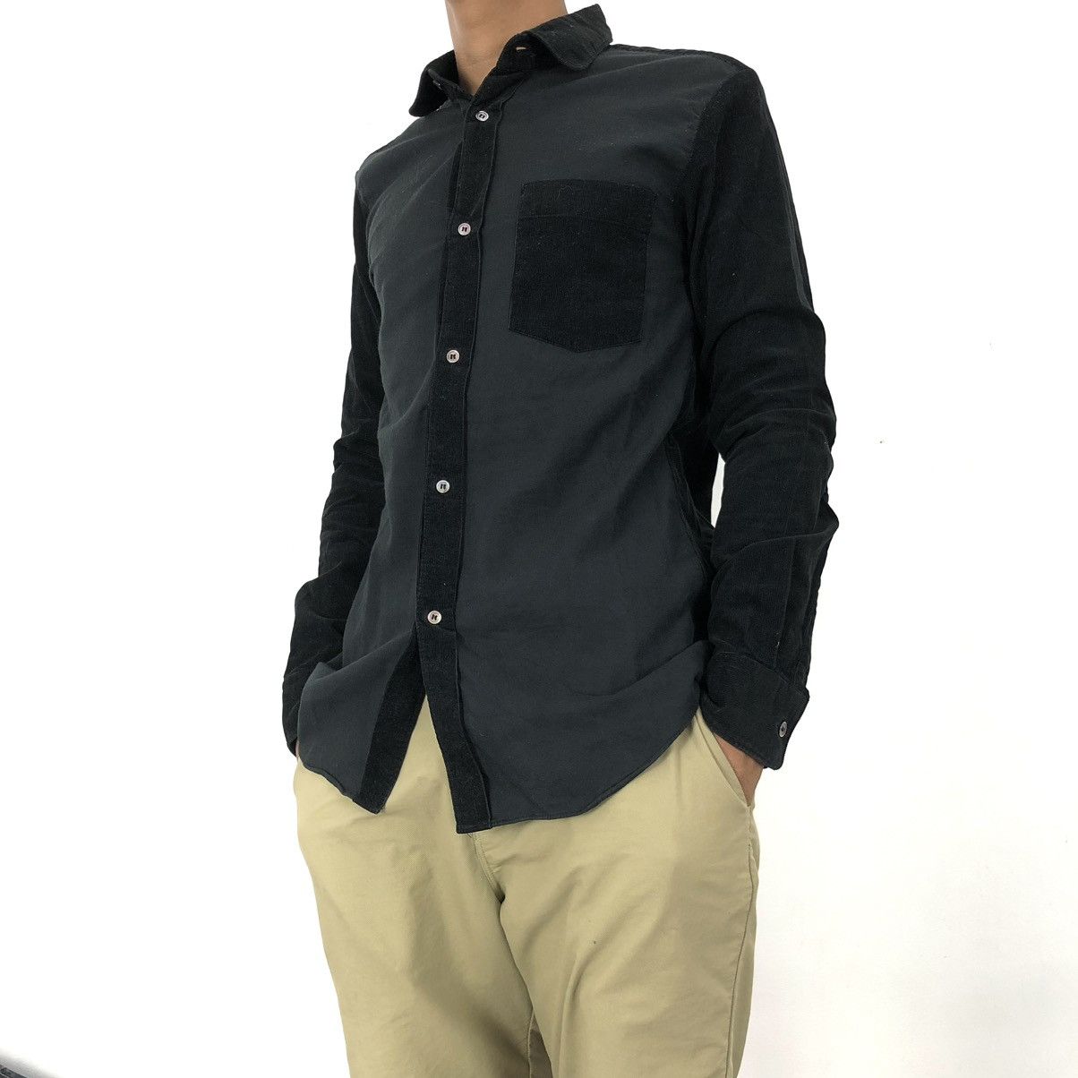 Comme des Garcons Homme Deux AW10 Comme des Garcons Homme Deux CDG Corduroy Mix Shirt Size US S / EU 44-46 / 1 - 2 Thumbnail