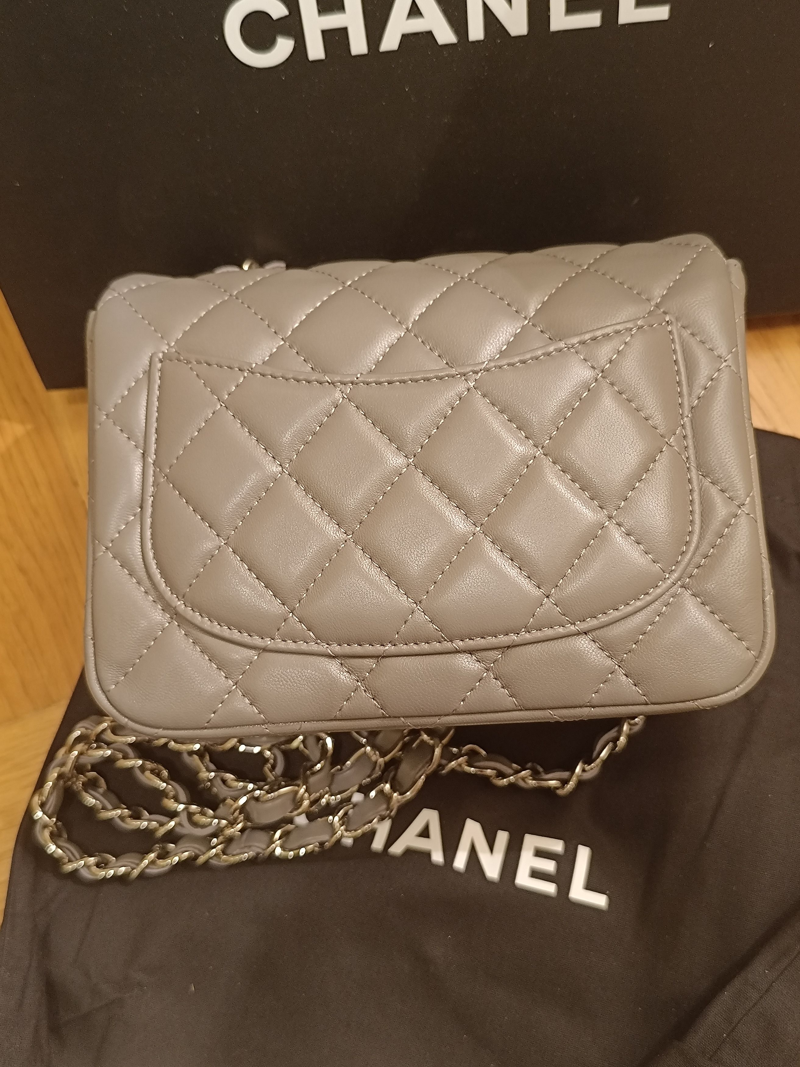 Chanel Chanel mini flap bag Grey Lambskin Size ONE SIZE - 3 Thumbnail
