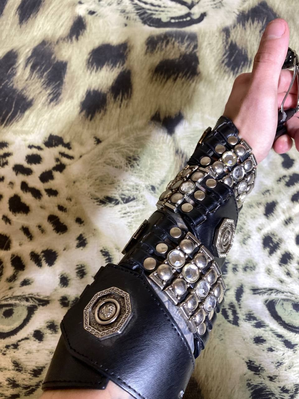 Japanese Brand × Vintage VINTAGE RHINESTONES BLACK LEATHER BELT BB SIMON STYLE Size ONE SIZE - 10 Thumbnail