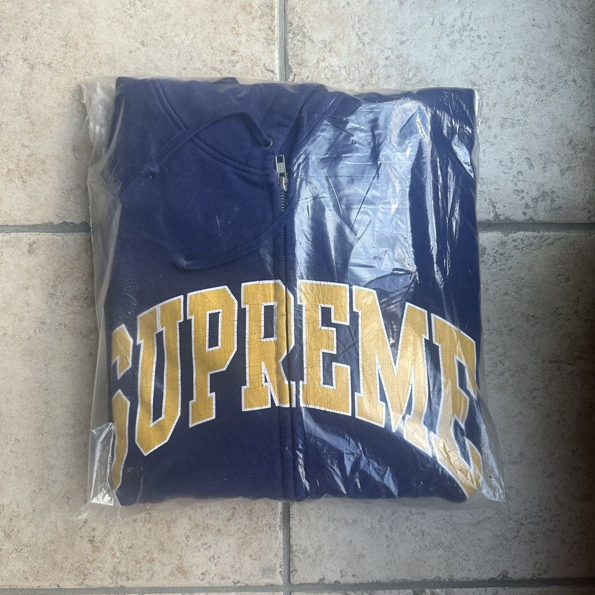 Supreme Supreme Pilled Zip Up Hooded Sweatshirt (Blue) | Grailed