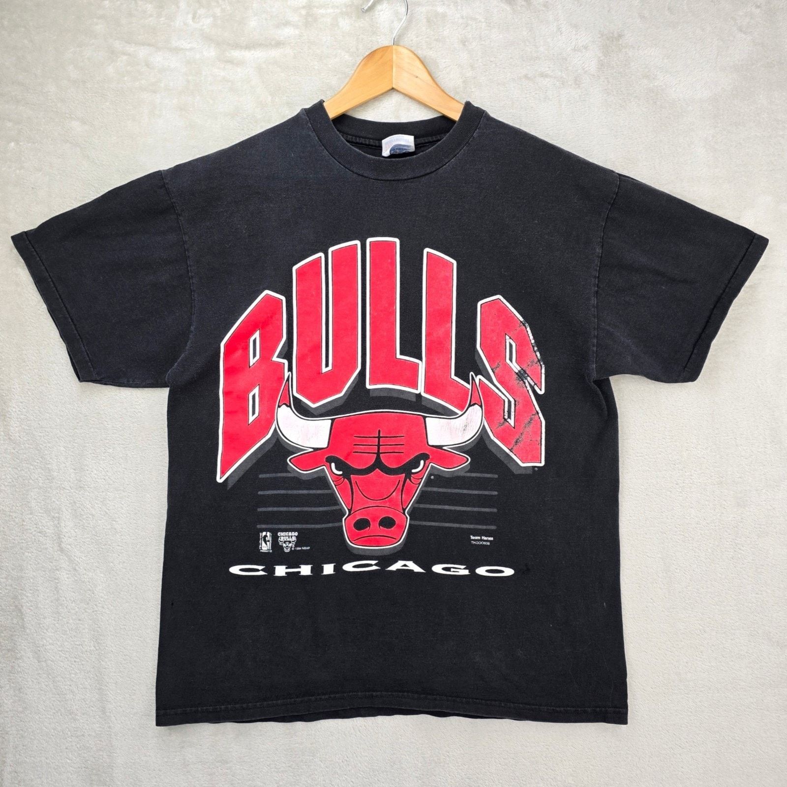 Hanes Vintage Chicago Bulls Shirt Mens Large Black 90s 1994 NBA Size US L / EU 52-54 / 3 - 1 Thumbnail