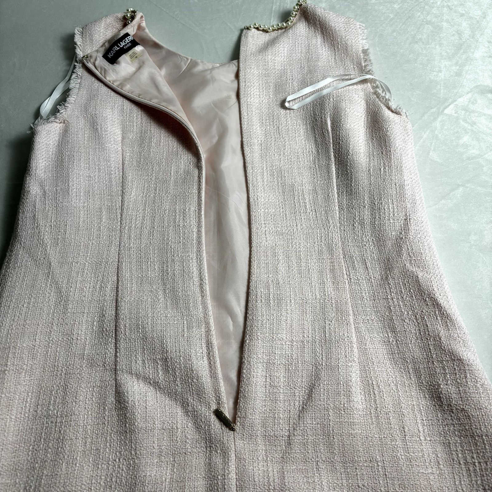 Karl Lagerfeld Karl Lagerfeld Sz 10 Pink Tweed Knee-length Sleeveless Shift Size L / US 10 / IT 46 - 8 Thumbnail