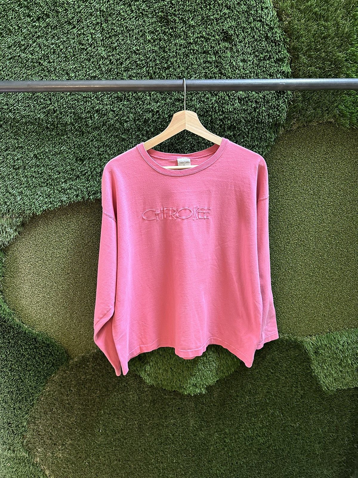 Vintage Vintage Cherokee Pink Tonal Spellout Long Sleeve T-shirt Size XL / US 12-14 / IT 48-50 - 1 Thumbnail
