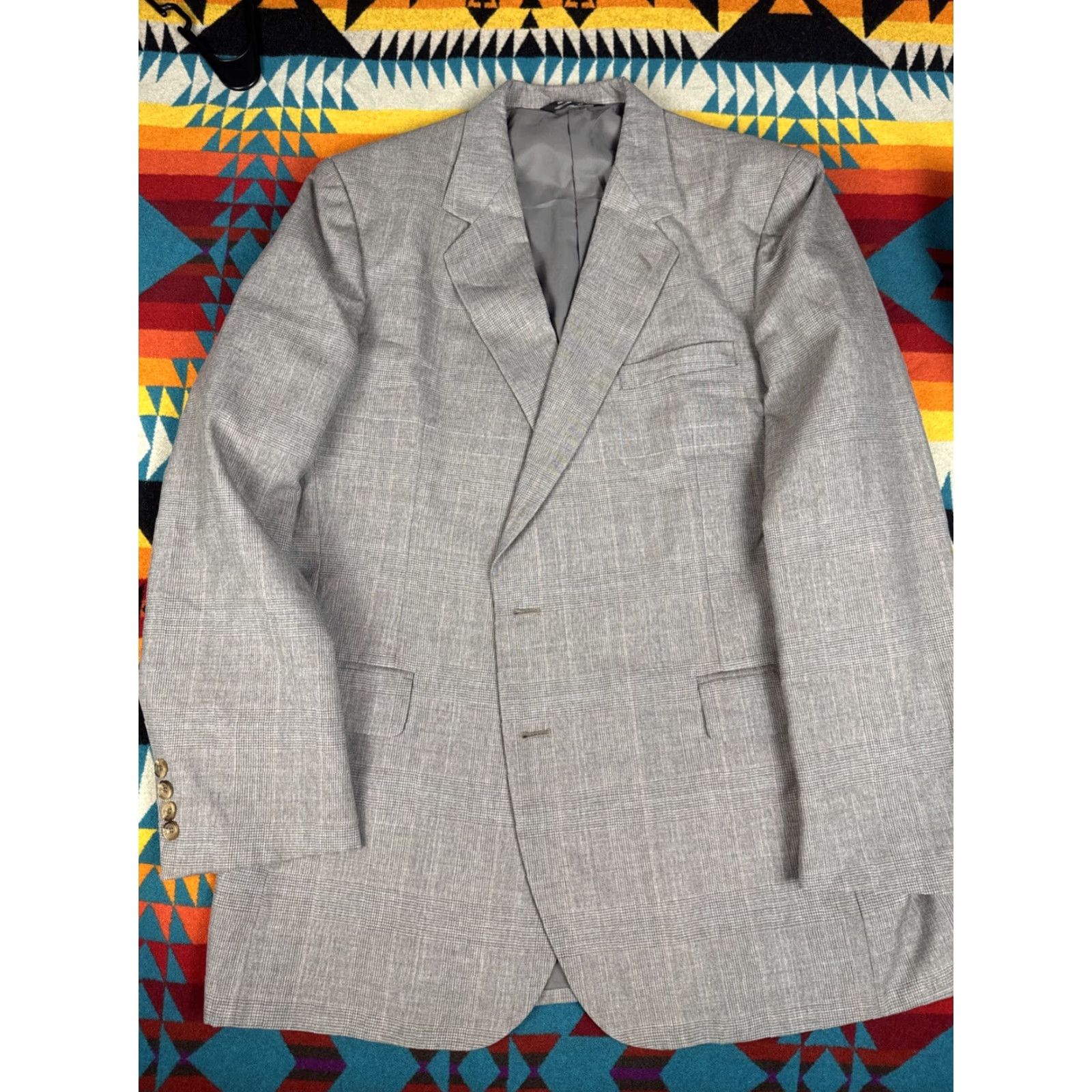 Vintage John Alexander 2pc Suit Blazer Sport Coat & Pants Slacks 46L 40x32 Gray Mens Regular Suit Size 46R - 3 Thumbnail