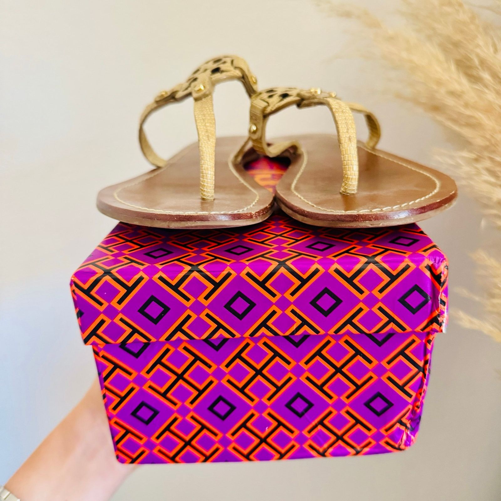 Tory Burch TORY BURCH Beige Brown Print Mini Miller $258 Slides Sandals Size US 8.5 / IT 38.5 - 7 Thumbnail