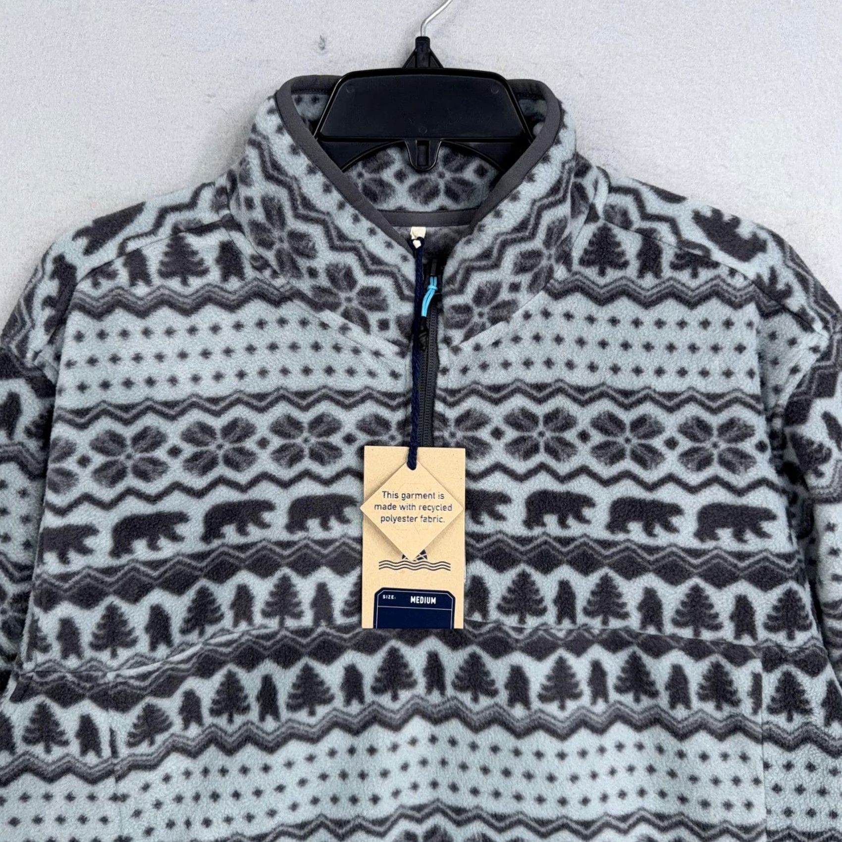 Chubbies Chubbies Jacket Mens Gray Fleece 1/4 Zip Pullover Bear Hug Fair Isle Jacket Mens M Gray Bear Hug Fleece Outdoor Winter Size US M / EU 48-50 / 2 - 2 Thumbnail