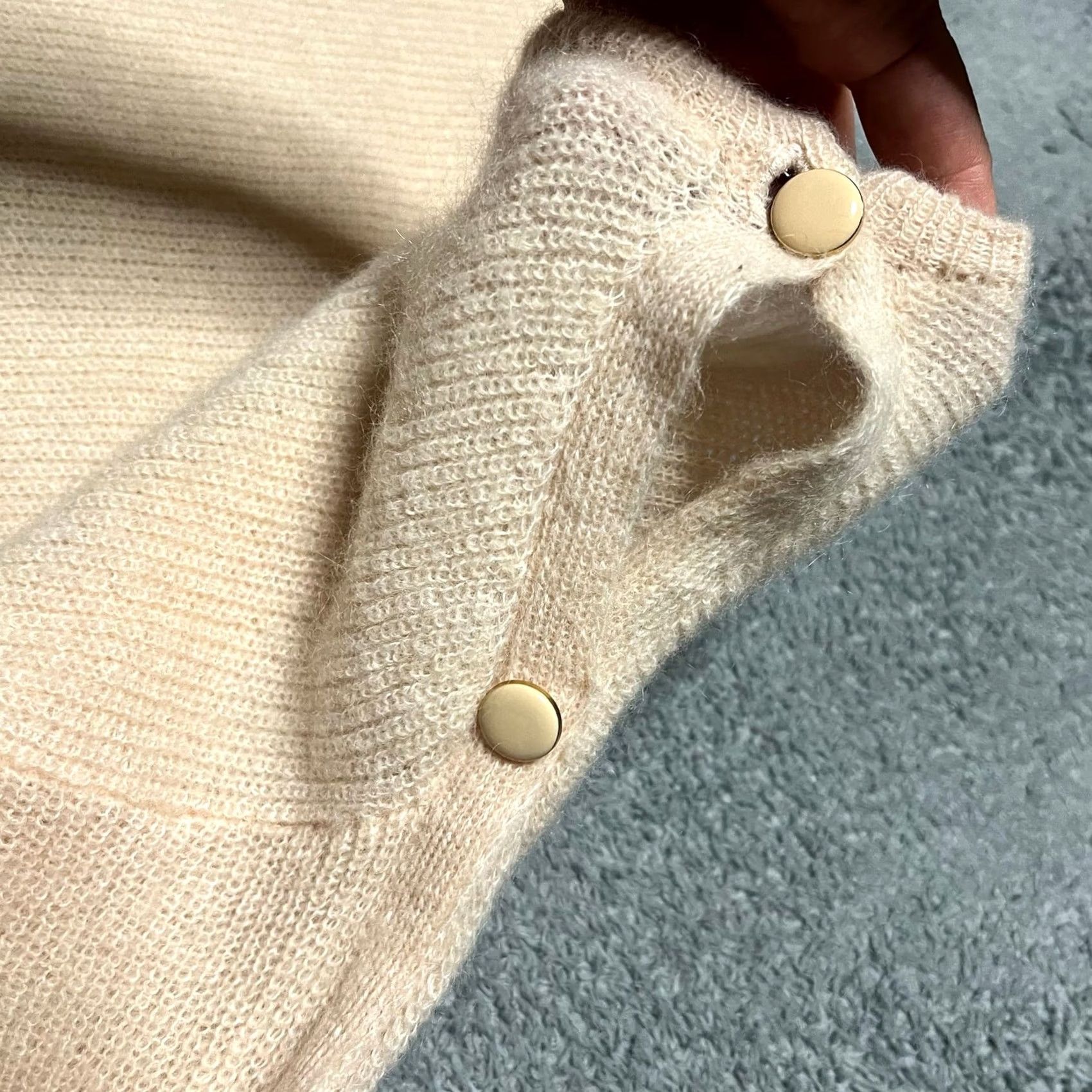 Vintage Sezane Pullover Womens Mohair Alpaca Blend Buttoned Sleeve Sweater ZL Peach XL Regular Orange, Kid? Size XL / US 12-14 / IT 48-50 - 2 Thumbnail
