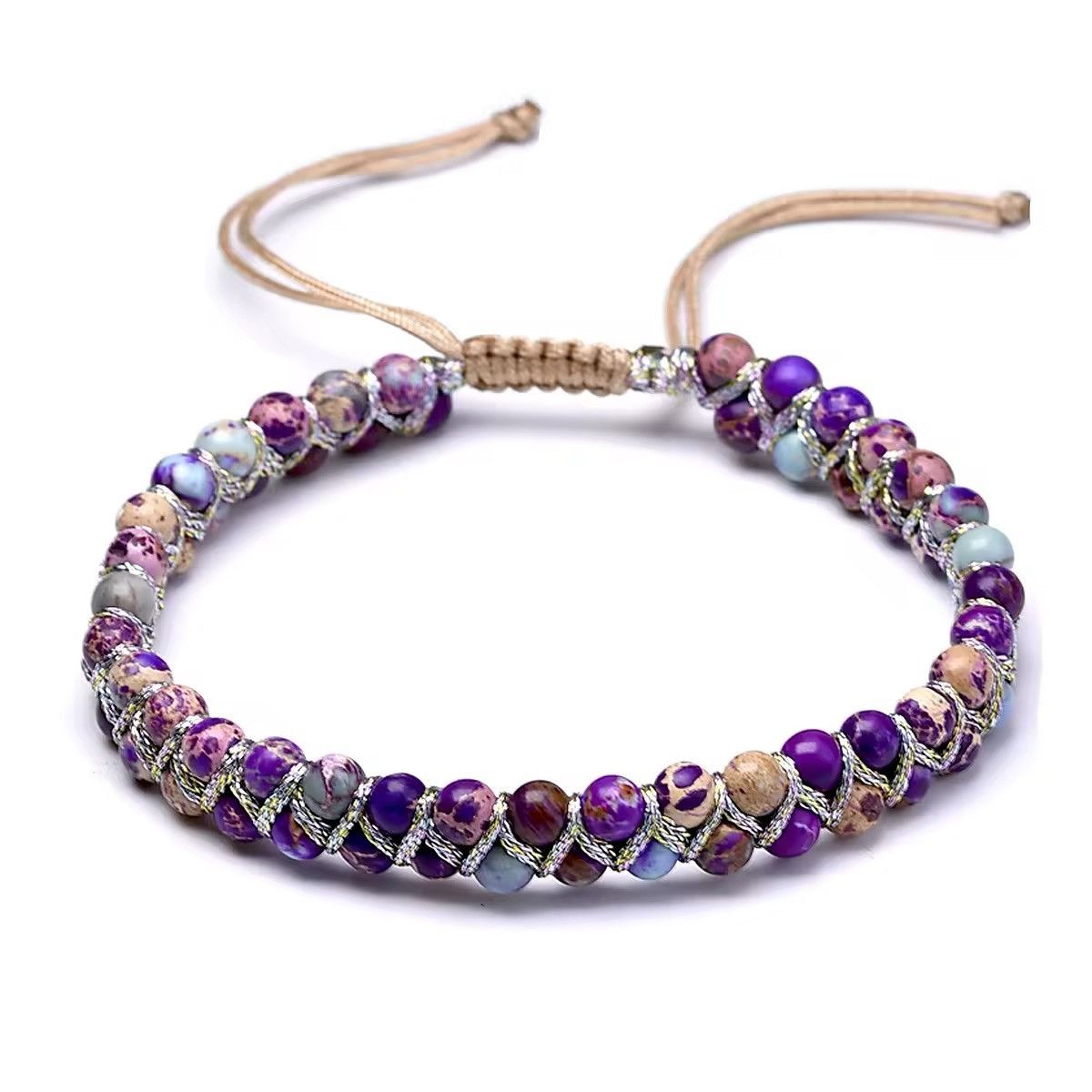 Jewelry Natural Stone Healing Beads Braided Bracelet Size ONE SIZE - 6 Thumbnail
