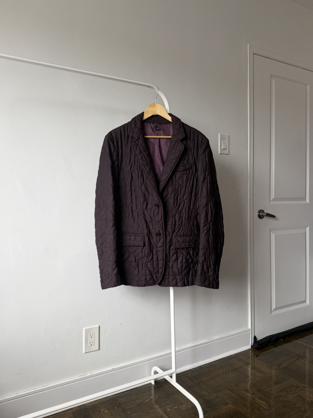 Versace Versace Collection Purple Wool Quilted Jacket Blazer Leather Size US M / EU 48-50 / 2 - 1 Thumbnail