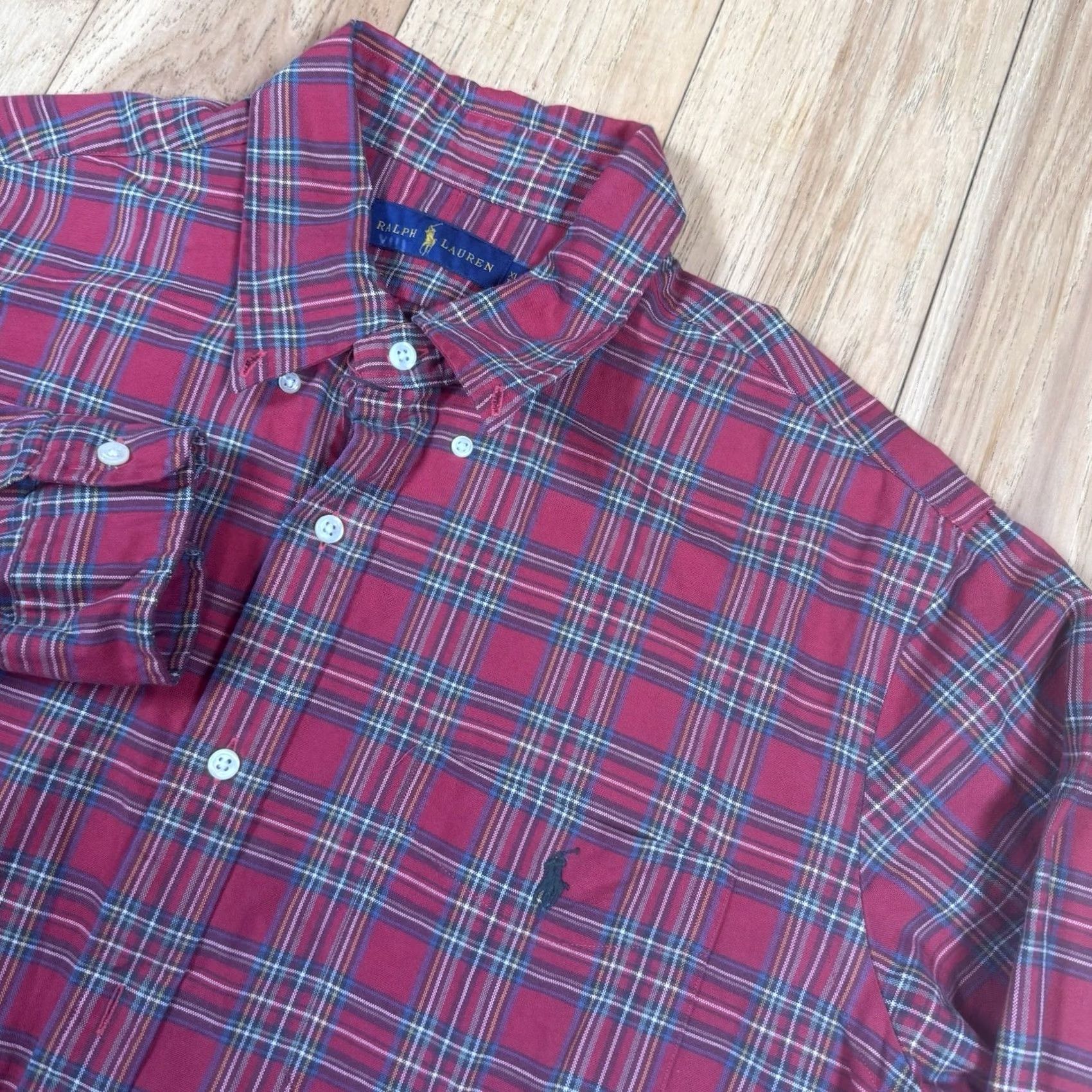 Polo Ralph Lauren Polo Ralph Lauren Button Shirt Mens XL Classic Fit Gingham Check Multicolor Red Blue Pony Long Sleeve Button-Up Mens Size US XL / EU 56 / 4 - 2 Thumbnail