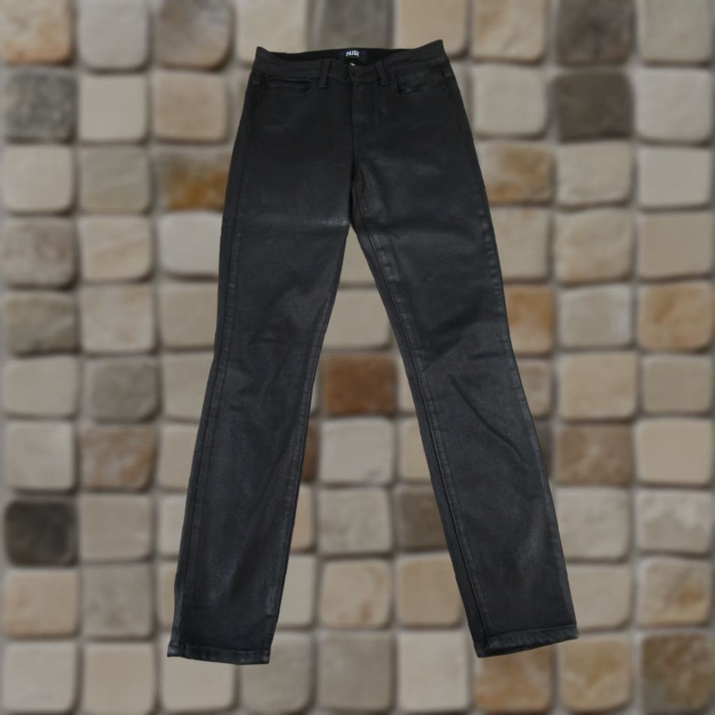Paige Paige Pants Womens 26 Hoxton Ankle Shiny Black Stretch Twill Skinny Pants Size 26" / US 2 / IT 38 - 1 Thumbnail