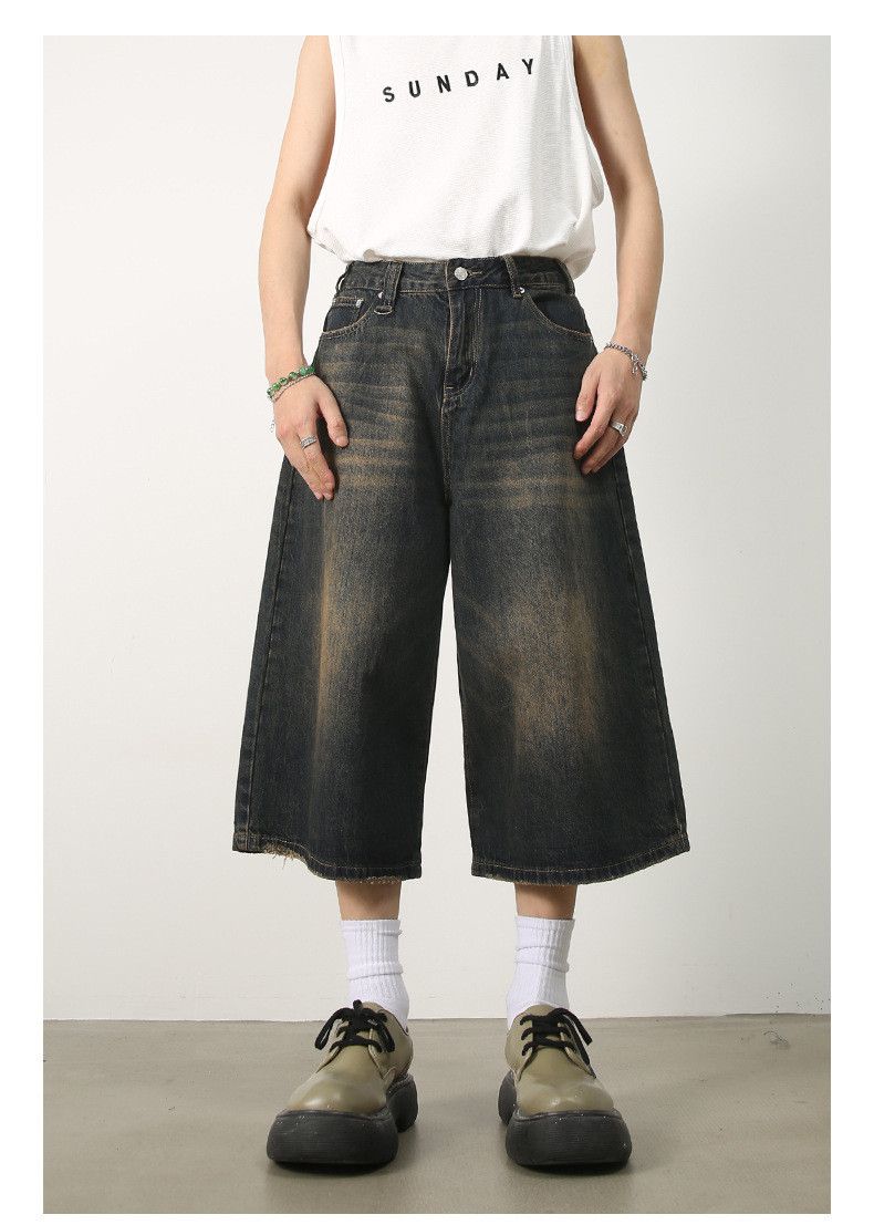 Japanese Brand × Vintage Japanese retro distressed loose denim shorts Size US 32 / EU 48 - 1 Thumbnail