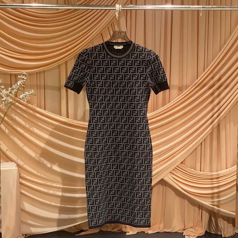 Fendi Fendi Gray Cotton Dress for Women Size S 0089 Size S / US 4 / IT 40 - 1 Thumbnail