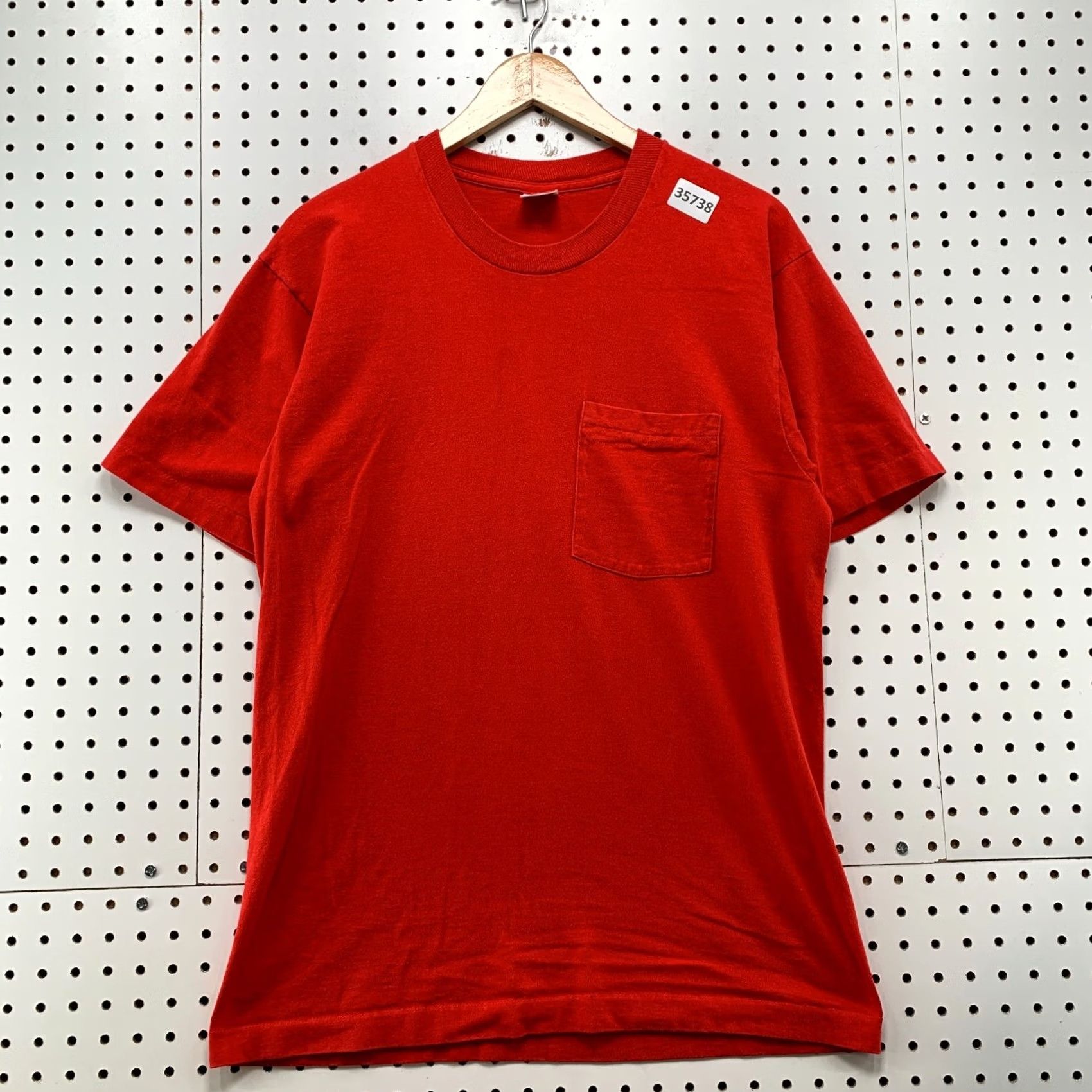 Fruit Of The Loom VINTAGE Fruit Loom Shirt Mens Large Red 90s Pocket Single Stitch Made USA Size US L / EU 52-54 / 3 - 2 Thumbnail