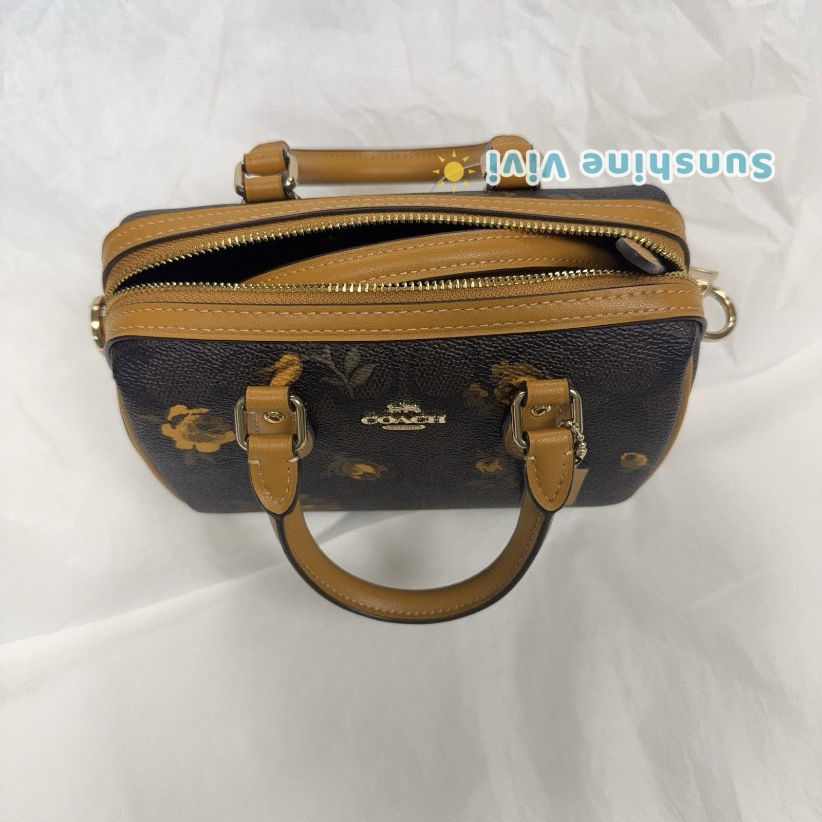Coach NWT Coach Mini Rowan Crossbody Bag Floral CCF31 Yellow Size ONE SIZE - 6 Thumbnail