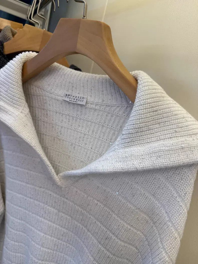 Brunello Cucinelli Brunello Cucinelli Sequined Sweater Polo Shirt Size XS / US 0-2 / IT 36-38 - 6 Thumbnail