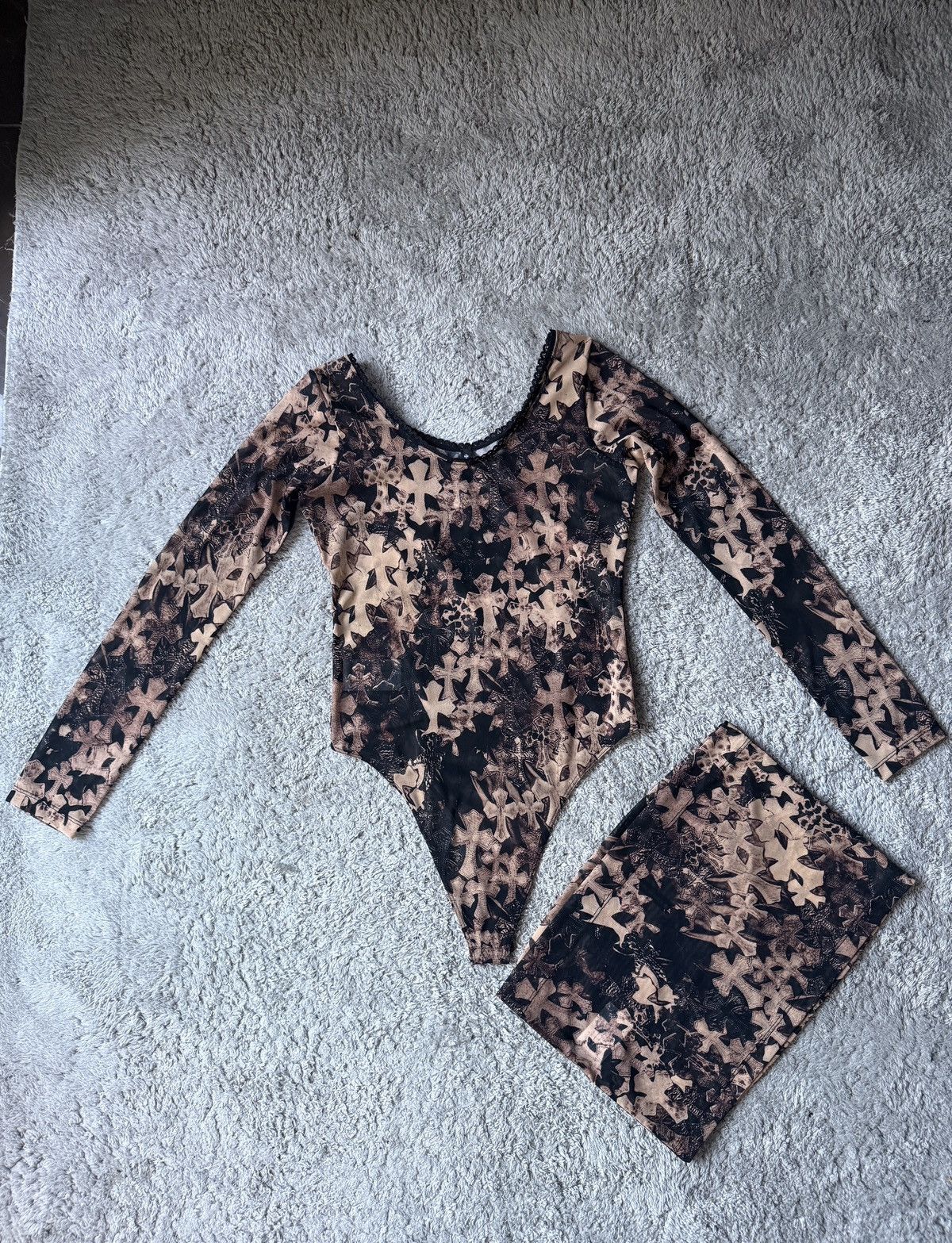 Chrome Hearts Chrome Hearts cross print mesh body & skirt Size S / US 4 / IT 40 - 1 Thumbnail