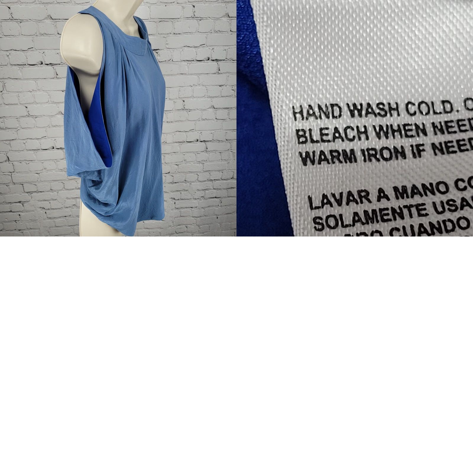 Bebe bebe Blouse Sleeveless Cold Shoulder Open Back 100% Silk Lightweight Blue M Top Shirt Womens Regular Size Medium Size M / US 6-8 / IT 42-44 - 9 Thumbnail