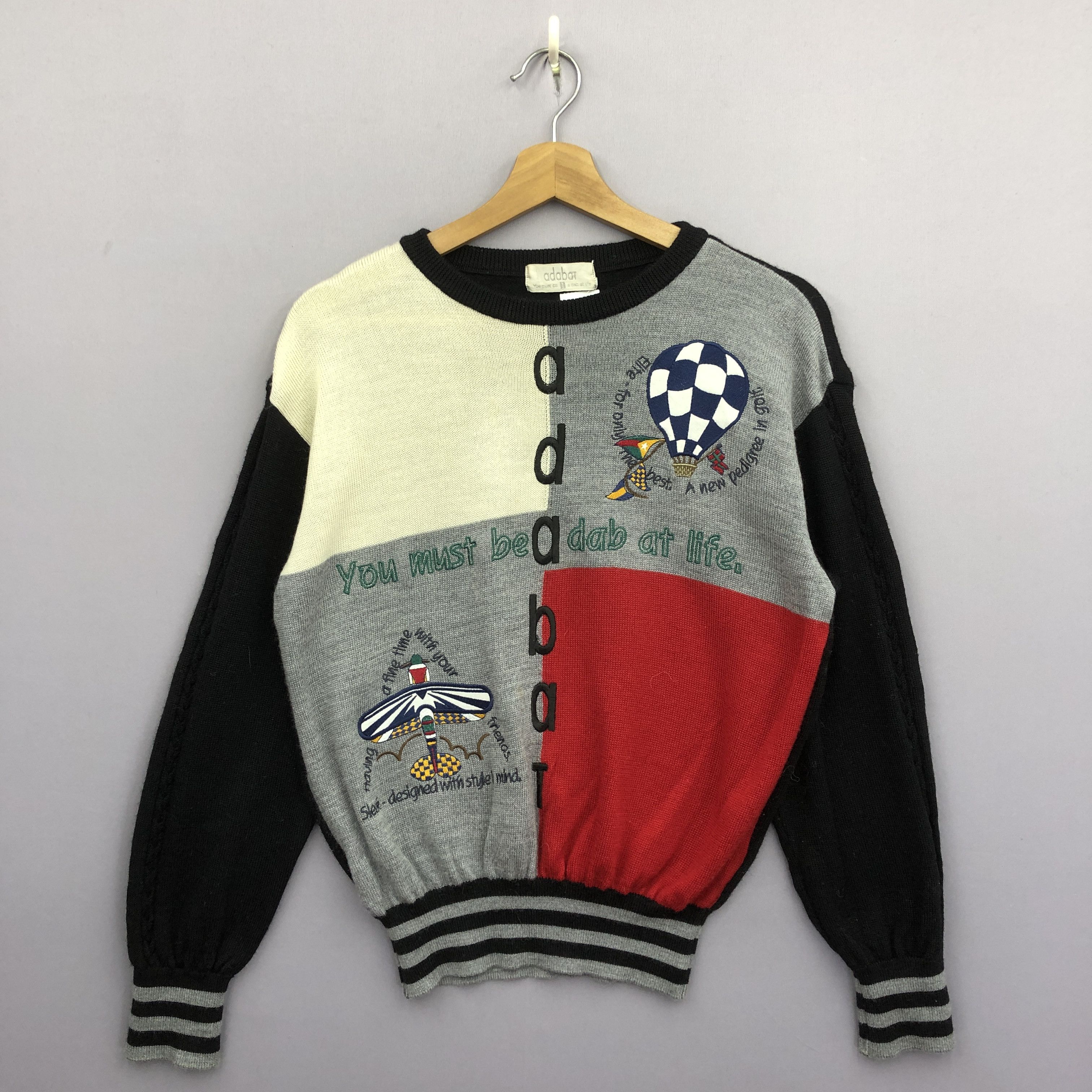 Vintage 90s Adabar Knitwear Sweater Colorblock Sweatshirt