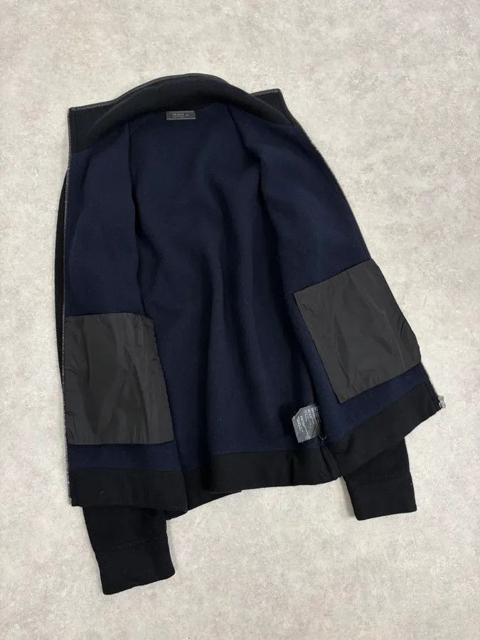 Prada FW2007 Prada Black Padded Leather Wool Zip-up Sweater Size US M / EU 48-50 / 2 - 7 Thumbnail