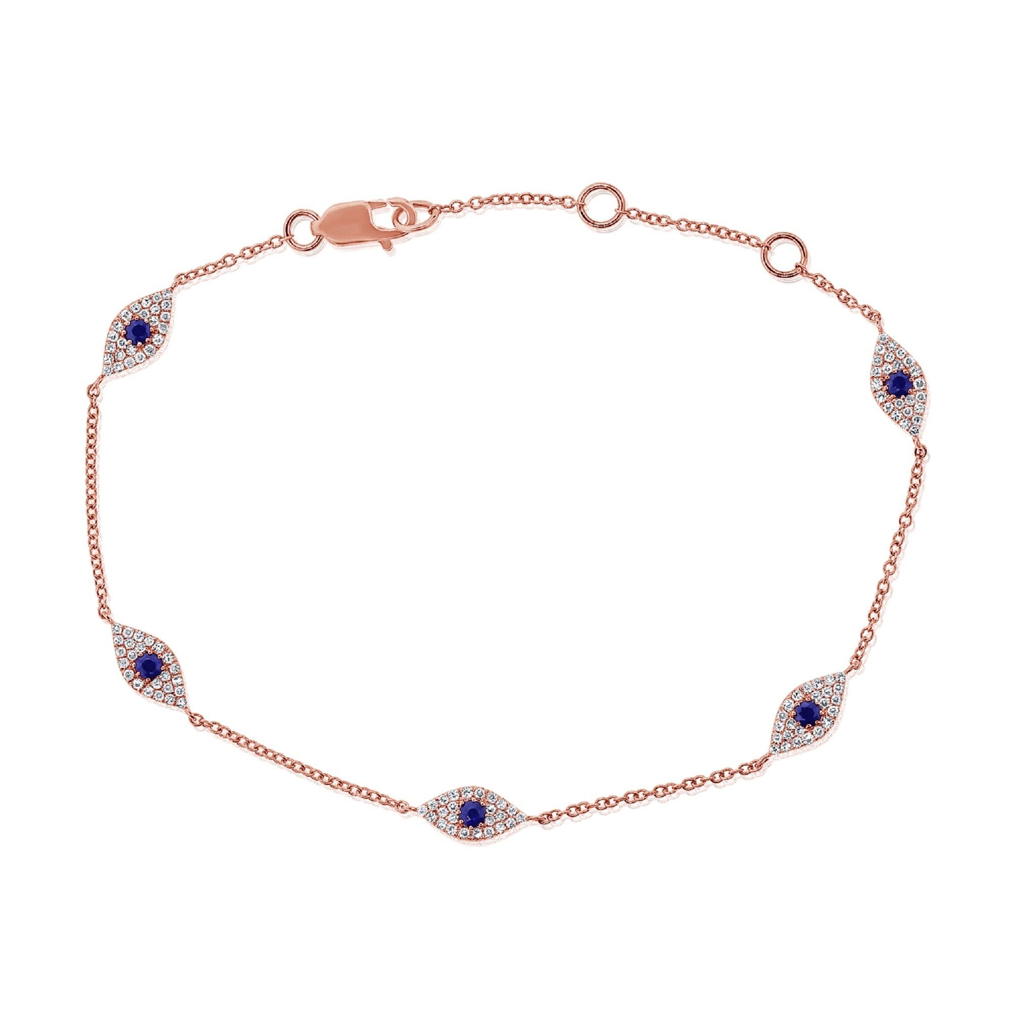 image of Cartier 14K Rose Gold Sapphire & Diamond Evil Eye Bracelet, Women's