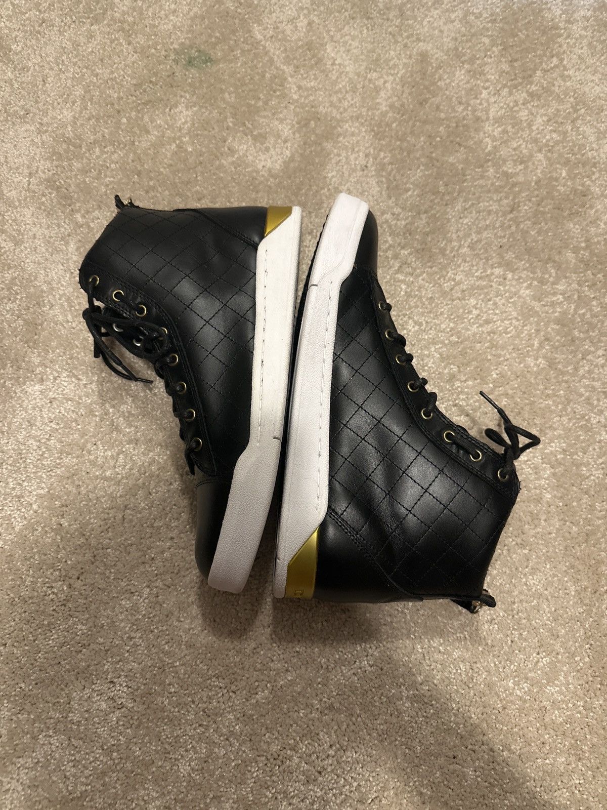 Diesel Diesel Diamond Black Leather High Tops Size US 12 / EU 45 - 1 Thumbnail