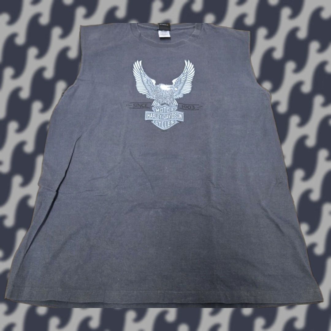 Harley Davidson Harley-Davidson Shirt Men XL Gray Sleeveless Graphic Print Brunswick Georgia Crew Neck Golden Isles Size US XL / EU 56 / 4 - 1 Thumbnail