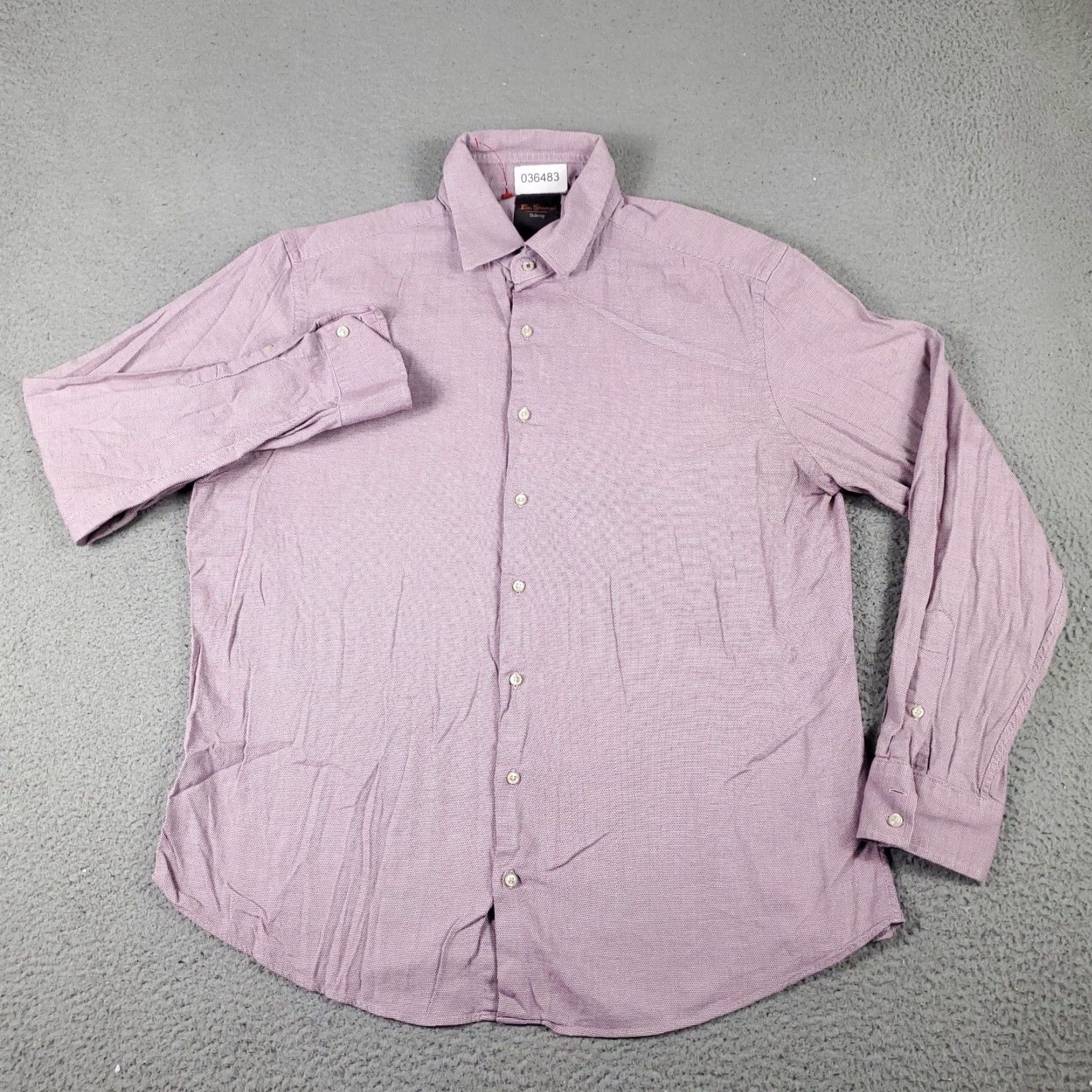 Ben Sherman VINTAGE Ben Sherman Shirt Mens Size 17 Purple Dress Button Up Long Sleeve Regular Collar Shirt Men Purple 17 100% Cotton Size 46R - 2 Thumbnail