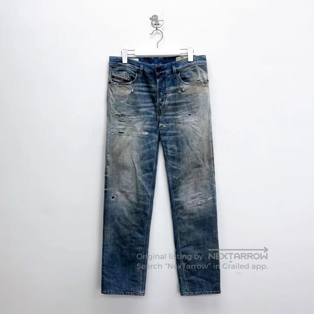 Diesel Diesel Light Blue Washed Mud-Dyed Distressed Scratch Logo Size US 30 / EU 46 - 1 Thumbnail