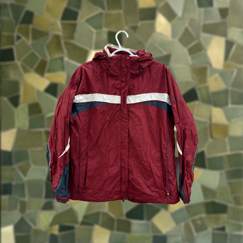 Rains Columbia Womens Rain Jacket XL Red Hooded Water Resistant Zip Up Interchange All Seasons Pockets Light 90s Classic Jacket Size XL / US 12-14 / IT 48-50 - 1 Thumbnail