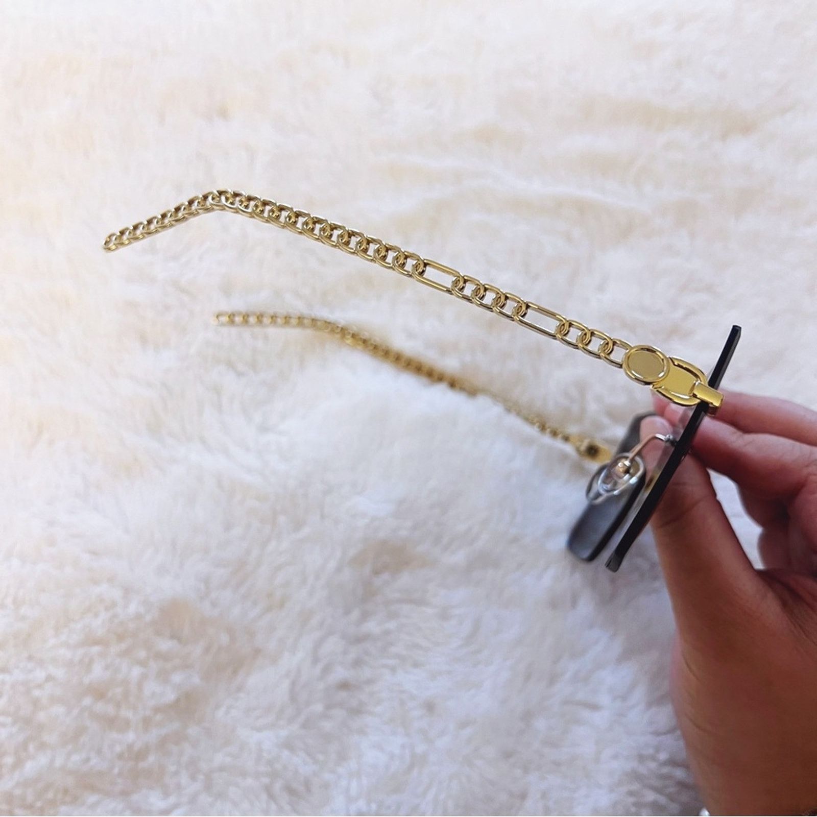 Other Skyla Black & Gold Chain Link Oversized Sunglasses Size ONE SIZE - 4 Thumbnail