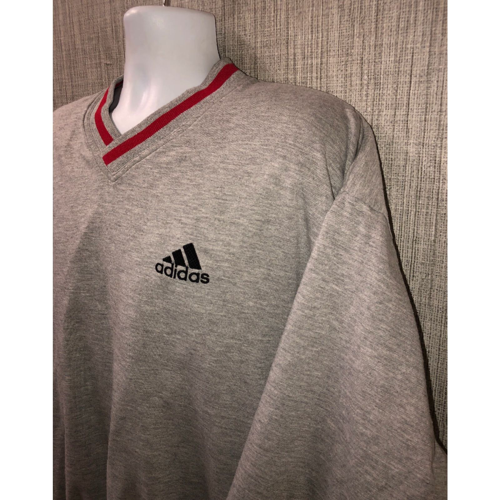 Adidas Adidas Sweatshirt V-Neck Pullover Mens L Gray 25 Inch Armpit Size US L / EU 52-54 / 3 - 2 Thumbnail