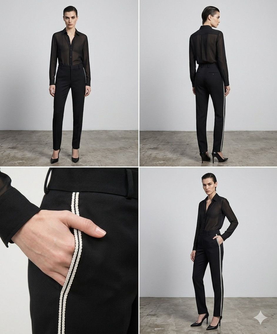 Saint Laurent Paris NWT Saint Laurent Paris Wool Tuxedo Trousers with Stripe Size 25" / US 0 / IT 36 - 2 Thumbnail