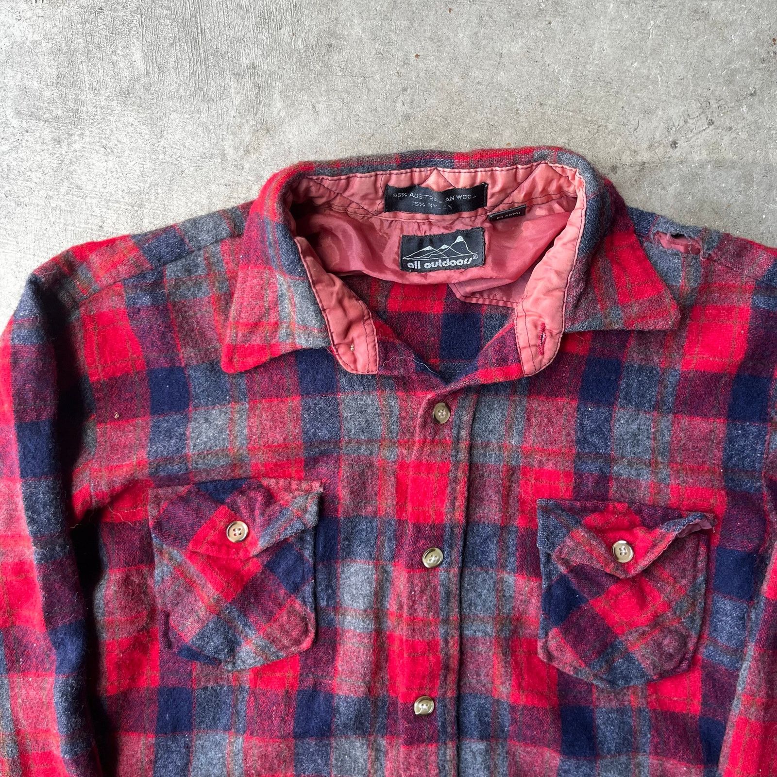 Vintage VINTAGE PLAID FLANNEL SHIRT WOOL OUTDOORS LARGE RED LARGE Size US L / EU 52-54 / 3 - 2 Thumbnail