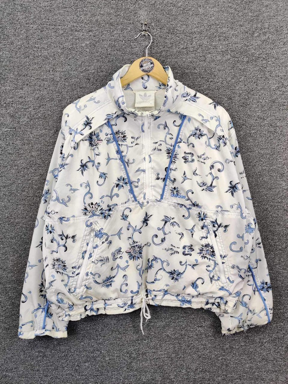 Vintage 90s Adidas Trefoil Floral Art Windbreaker Jacket
